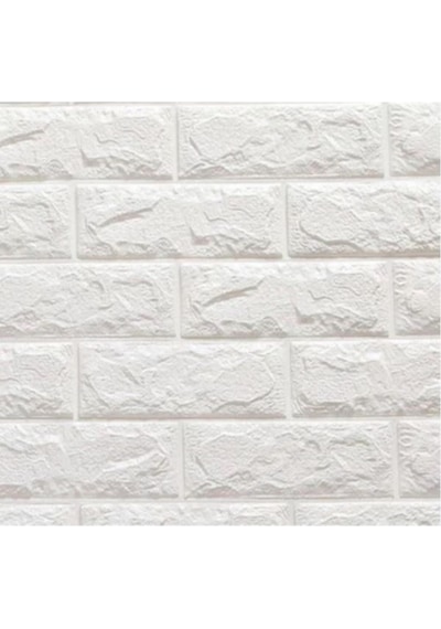 Yapışkanlı Sünger Beyaz Tuğla Duvar Kağıdı Paneli 70X77 Cm 6 Adet