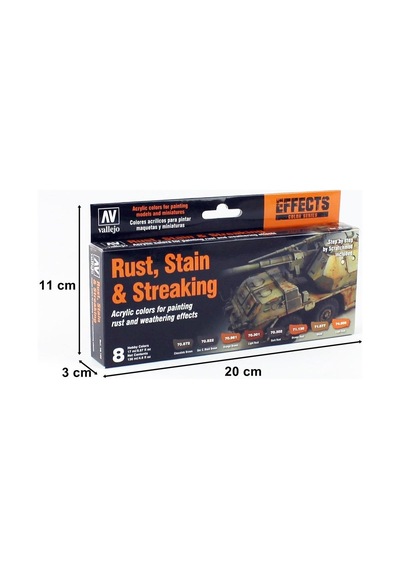 8x17 Ml. Rust Stain & Streaking By Scratchmod Model Color Serisi Maket Boyası Seti, Vallejo 70183 Standart