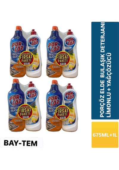 4 Adet 675 Ml Elde Bulaşık Deterjanı Limon + 4 Adet 1000 Ml Ekstra Güçlü Yağ Çözücü