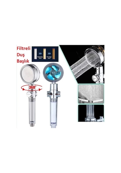 Filtreli Yüksek Basınçlı Pervaneli Duş Başlığı