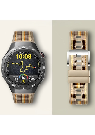 Huawei Watch Gt5 Pro 46mm İle Uyumlu Örgü Desen Metal Tokalı Silikon Akıllı Saat Kordonu