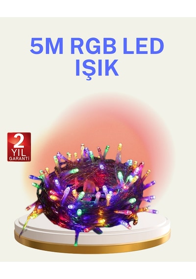 Hubrendy Tekno Şeffaf Kablolu 50 Ampullü 5 Metre Led Işık Dekoratif Aydınlatma
