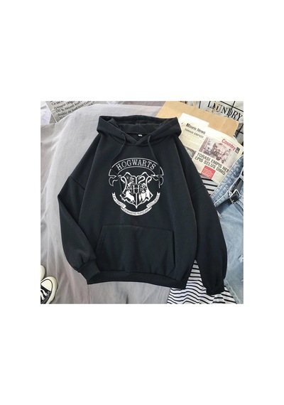 Tarzsokak Siyah Hogwarts Printed Autumn Winter Long