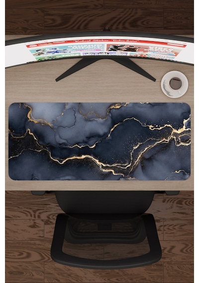 Siyah Mermer Kaymaz Dikişli Kauçuk Oyuncu Mousepad V2 - 70x30 Xl Gaming Mouse Pad Fare Altlığı
