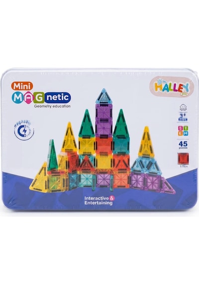 Güçlü Mıknatıslı 3d Manyetik Yapı Seti 45 Parça - Renkli Mini Bloklar Eğitim Serisi