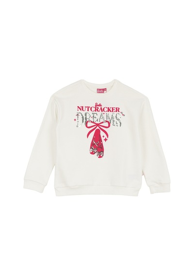 Barbie Ekru Kız Çocuk Baskılı Sweatshirt Brb6wg-swt6615