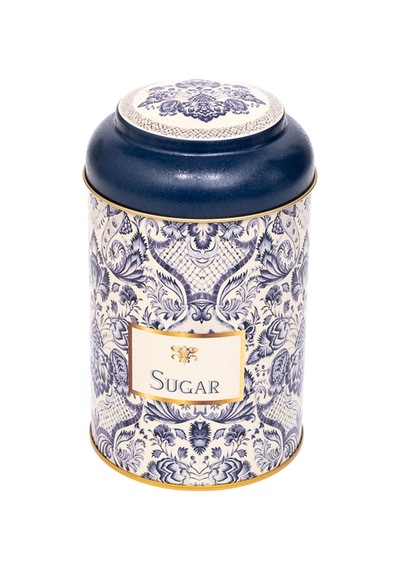 Azulejos Sugar Desenli Yuvarlak Metal Kutu, 10.5 X 15 Cm, 1.1 Lt