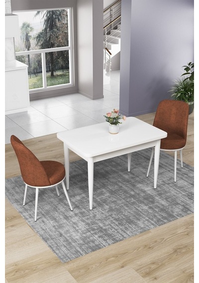 Canisa Concept Nil Serisi 70x110 Sabit Mutfak Masası Takımı Beyaz Masa 2 Kiremit Sandalye Masa Beyaz Sandalyeler Kiremit Canisa Concept Nil Serisi 70x110 Sabit Mutfak Masası Takımı Beyaz Masa 2 Kiremit Sandalye Masa Beyaz Sandalyeler Kiremit