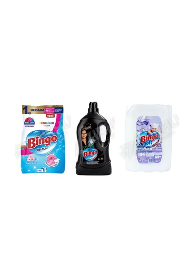 Bingo Renkliler Toz 8 Kg + Siyahlar İçin Sıvı Det. 4l + Yumuşatıcı Soft 5 L3'lü Set Diğer