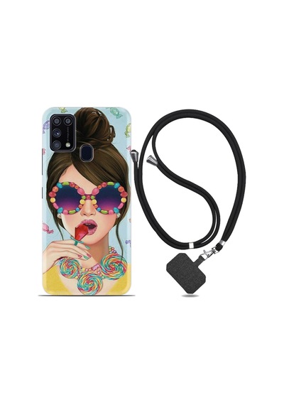 Samsung Uyumlu Galaxy A21S Kılıf Ipli Askılı Sugar And Woman 1418