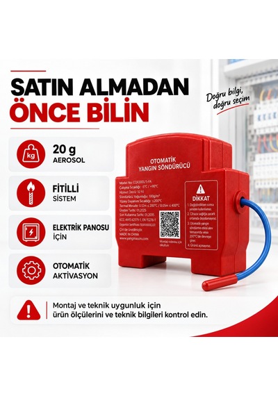 Elektrik Panosu Otomatik Yangın Söndürücü 20 Gr Aerosol Fitilli Sistem