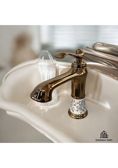 İsaoğlu Yapı Bronz Lavabo Bataryası Bakır Vintage Armatür Country Klasik Armatür Bakır