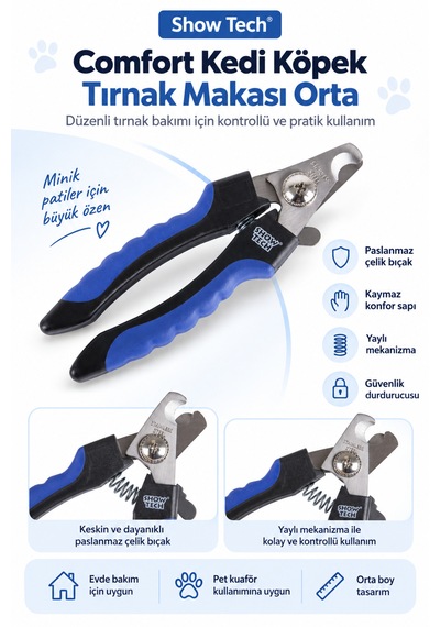 Showtech Comfort Kedi Köpek Tırnak Makası Orta Boy - Kediler Ve Küçük Ve Orta Irk Köpekler İçin
