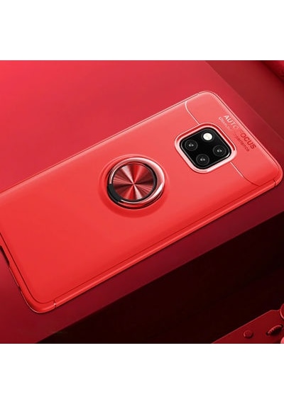 Huawei Mate 20 Pro Kılıf Yüzüklü Sağlam Esnek Ringo Silikon Kapak Kirmizi