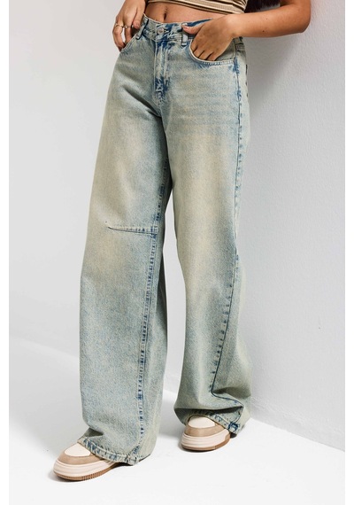 Itsbasic Kadın T.kot Rengi 4s6-67 Wide Leg Loose Fit %100 Koton Denim Jean