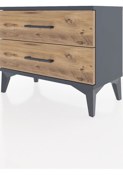 Arges Komodin 2 Çekmeceli 60x30x48 Antrasit-çam Antrasit