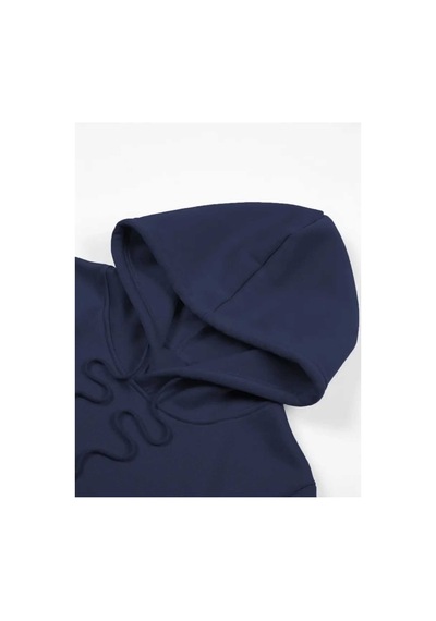 Caddekombin The Fıshıng Baskılı İçi Polarlı Kapüşonlu Lacivert Sweatshirt Lacivert