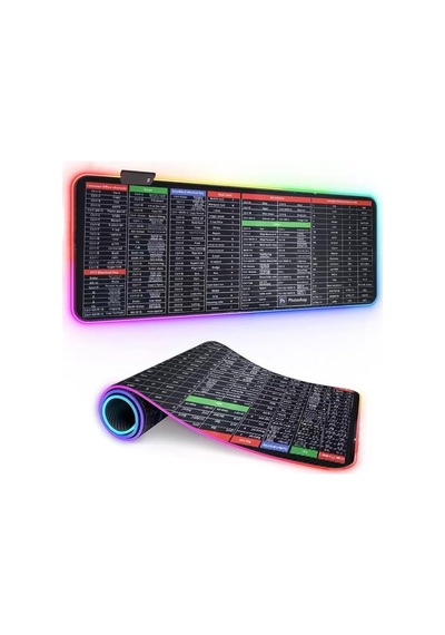 Büyük Oyuncu Rgb Mousepad Ve Klavye Pad Kısa Yollar Desenli Işıklı 80cm X 30cm Mouse Pad