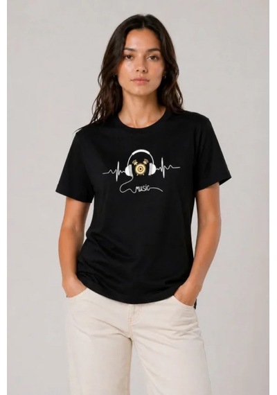 Efnaz Style Müzik Temalı Baskılı Tişört Bisiklet Yaka Kısa Kol T-shirt - Siyah Efnaz Style Müzik Temalı Baskılı Tişört Bisiklet Yaka Kısa Kol T-shirt - Siyah