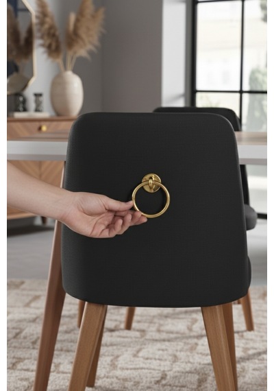 Halka Sarkaç Kulp - Altın Sarı Sandalye Arkası Mobilya Kulbu - Üstten Vidalı - 60 Mm Çap Altın Sarı