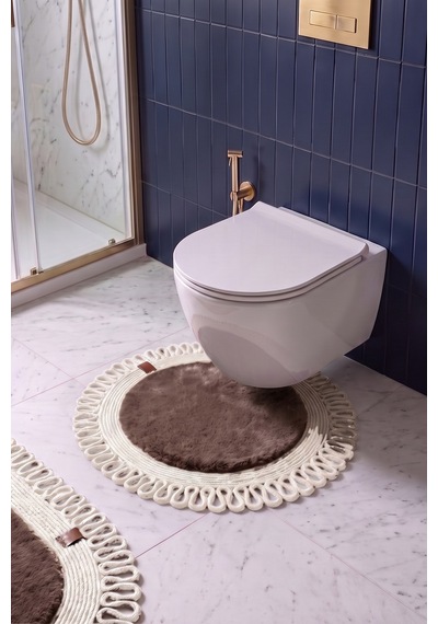 Banyo Paspası Takımı 60x100+60x60 Cm Dış Trikot Mouss Kahve & Krem