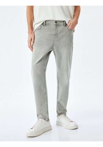 Koton Pamuklu Cep Detaylı Loose Fit Jean Pantolon Gri 5sam40067ıd Gri