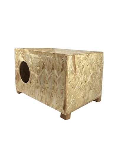 Reyo Büyük Boy Kedi Evi Sokak Hayvanları İçin Kedi Yuvası Ahşap Kedi Kulübesi Yağmura ve Soğuğa Dayanıklı OSB 60 x 40 x 30 CM CAT24