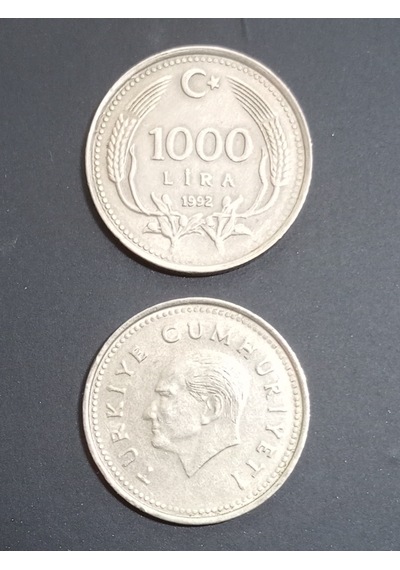 1992 1000 Lira Madeni Para. Eskı Para. Antıka Para.
