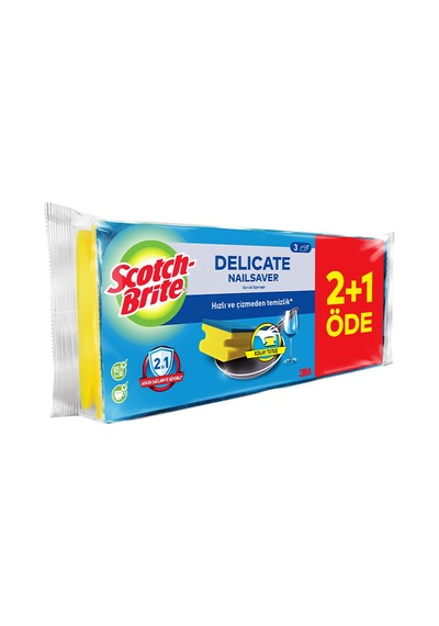 Scotch Brite Çizmez Klasik Sünger Tırnak Koruyuculu 2+1 Renkli
