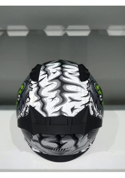 Mts Kask Mts Pro 801 Zombi Güneş Gözlüklü Motosiklet Kaskı Beyaz - Gri - Sarı