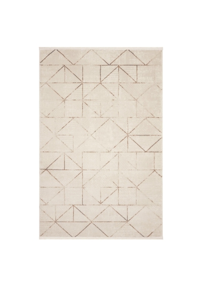 Cool Halı Nevada 2506 Krem Vizon Geometrik Desenli Halı Yumuşak Ev Oda Salon Oturma Odası Halısı
