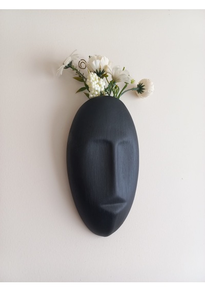 Dekoratif Mask Duvar Vazosu, Duvar Dekoru ,heykel Duvar Süsü,siyah