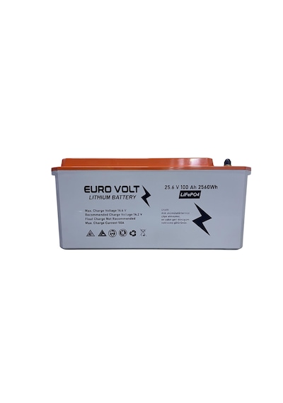 Euro Volt Lityum Battery 25.6 V 100 Ah 2560 Wh Life Po4