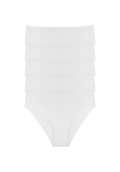 Sensu Kadın Beli Lastikli 5'li Slip Külot - Kts3087 Beyaz Beyaz