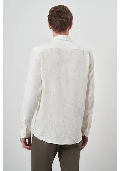 Morven Erkek Beyaz Trend Keten Slim Fit Düğmeli Yaka Gömlek 25ys004013600 Beyaz Beyaz