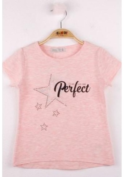 Toontoy Kids Toontoy Kız Çocuk Perfect Yıldız Baskılı Tişört Pudra