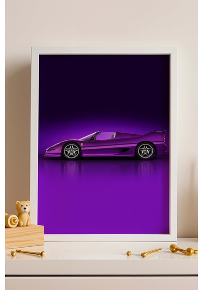 Saturn Ferrari F50 Araba Çerçeveli Tablo Erkek Odası Ve Garaj Dekoru Classic Car Collection
