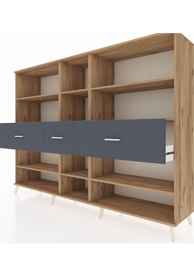 Hyperion Dolap 9 Raflı 3 Çekmeceli 220x44x163 Çam-çam/antrasit Çam-çam/antrasit Hyperion Dolap 9 Raflı 3 Çekmeceli 220x44x163 Çam-çam/antrasit Çam-çam/antrasit