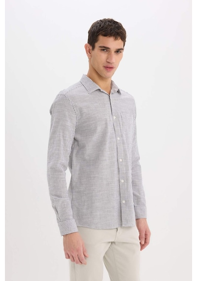 DeFacto %100 Pamuk Modern Fit Polo Yaka Çizgili Uzun Kollu Gömlek E5046AX25SMBK81 DeFacto %100 Pamuk Modern Fit Polo Yaka Çizgili Uzun Kollu Gömlek E5046AX25SMBK81