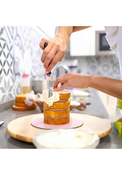 Eğik Çelik Spatula Paslanmaz Pasta Sıvama Paleti Çelik Gri Diğer