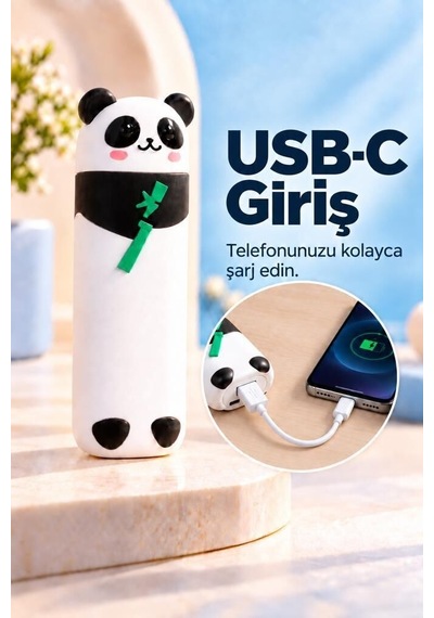 Yenilikçi Ürün Hediyelik Cihaz Mobil Enerji Mini Powerbank 5000 Mah Panda Pb5000 Siyah Beyaz Çok Renkli