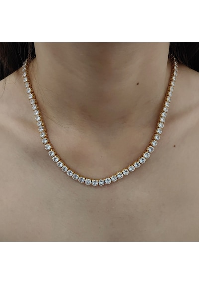 Chavin Gold Kap. 5Mm. Su Yolu Taşlı Kadın Kolye Zincir Ek18Sr-5 Mavi