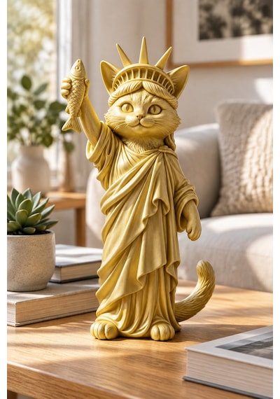 Özgürlüğün Kedisi Figürlü Dekoratif Biblo - Büyük Boy - 22cm 95443691