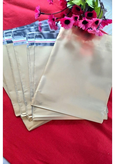 Janjanlı Hediye Paketi Yapışkanlı Gold 10 Adet 15 x 25 CM