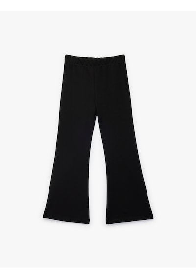 Koton Yırtmaç Detaylı Slim Fit İspanyol Paça Tayt Siyah 6skg40009ak Siyah