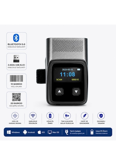 Netum Symble Xb-rs40 2d 1d Qr Yüzük Bluetooth Kablosuz Barkod Okuyucu