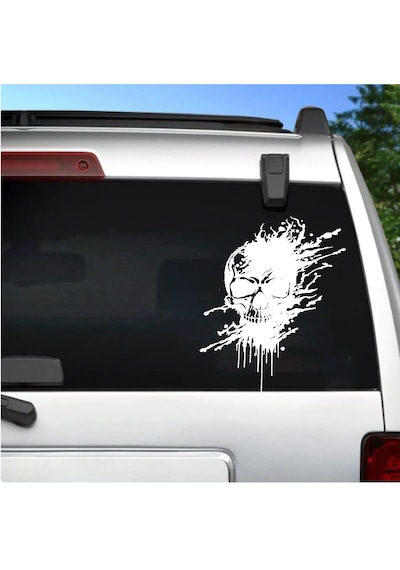 Ölümcül Kurukafa Sticker - Araba Oto Motosiklet Karavan Cam Araç Sticker - 00239 20x16 Cm