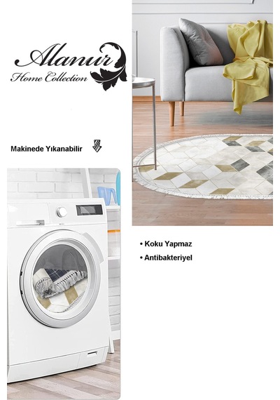 Dekoreko Kaymaz Taban Djt Salon Halısı Star Pamuk Saçaklı Oval Iskandinav 2146m krem