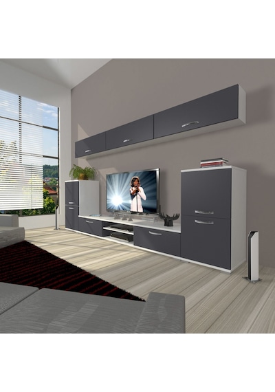 Decoraktiv Eko 9 Mdf Dvd Tv Ünitesi Tv Sehpası Beyaz - Antrasit