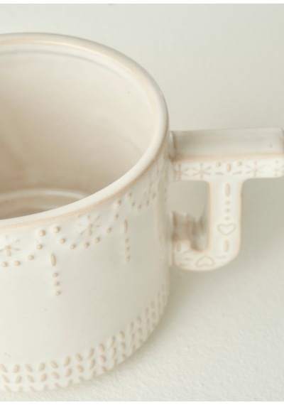 Bella Maison Joy Stoneware Yılbaşı 3'lü Kupa Seti Krem 390 Cc Krem
